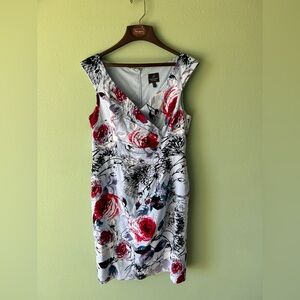 Adrianna Papell Floral Midi Dress Womens 12